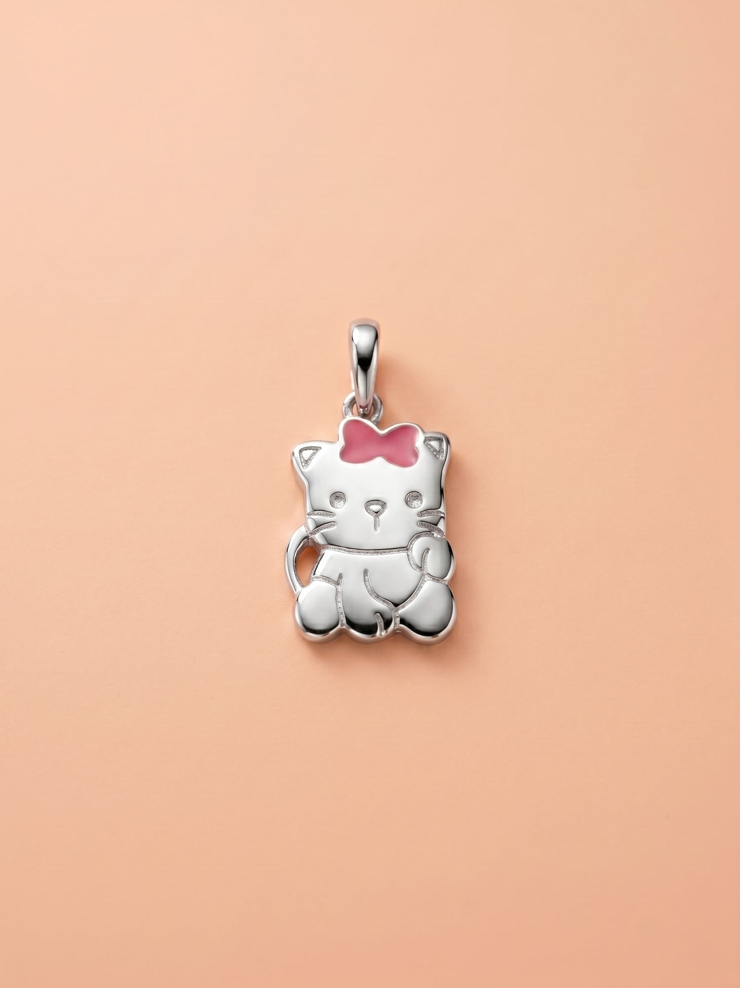 Kids Pink Bow Kitty Pendant