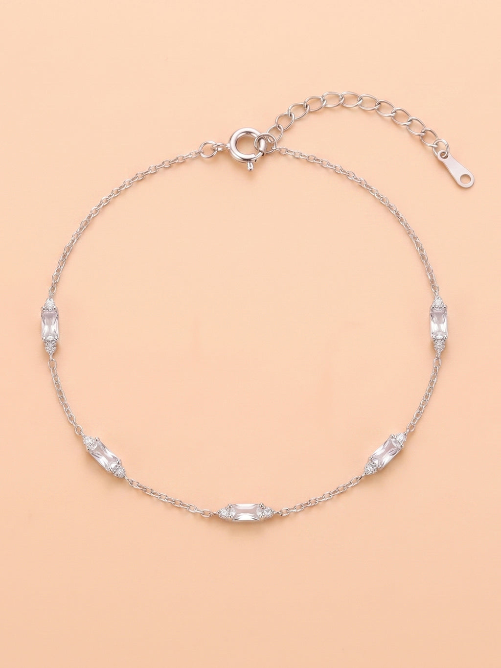 Silver Rhythmic Baguette Station Bracelet