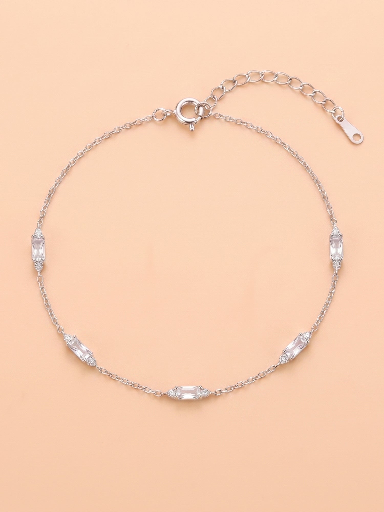 Silver Rhythmic Baguette Station Bracelet