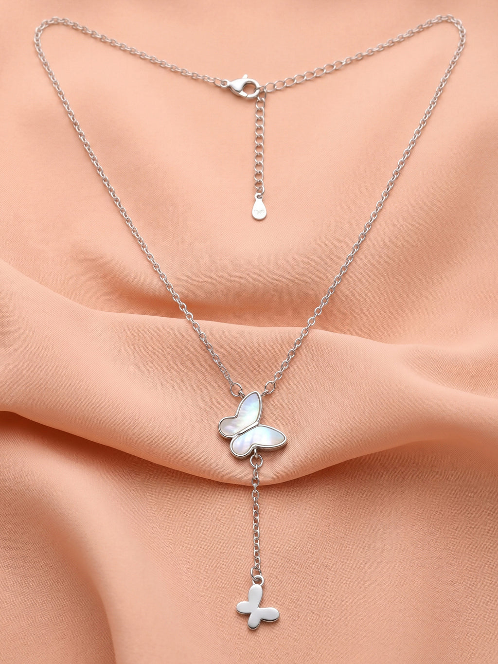 Mother of Pearl Butterfly Lariat Necklace