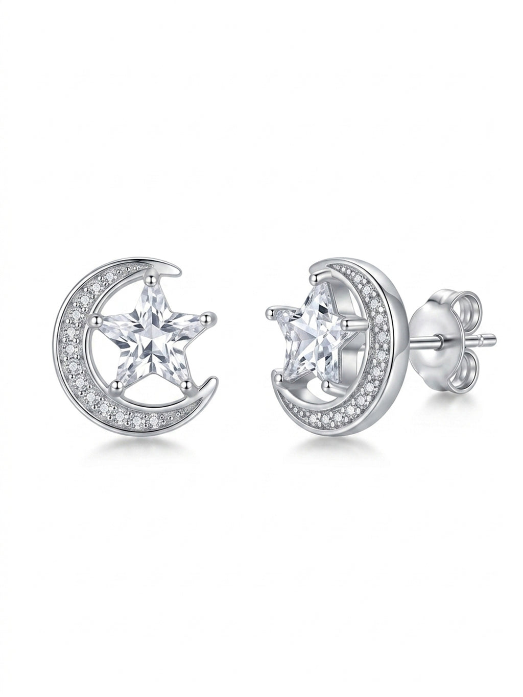 Celestial Crescent Star Studs