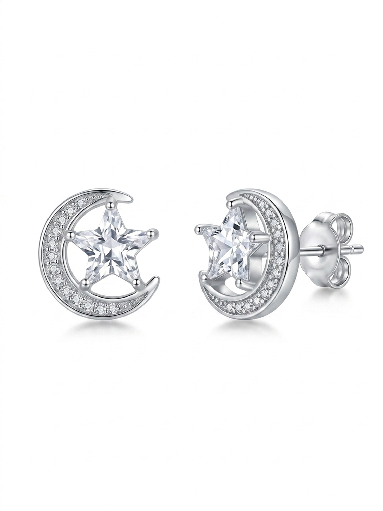 Celestial Crescent Star Studs