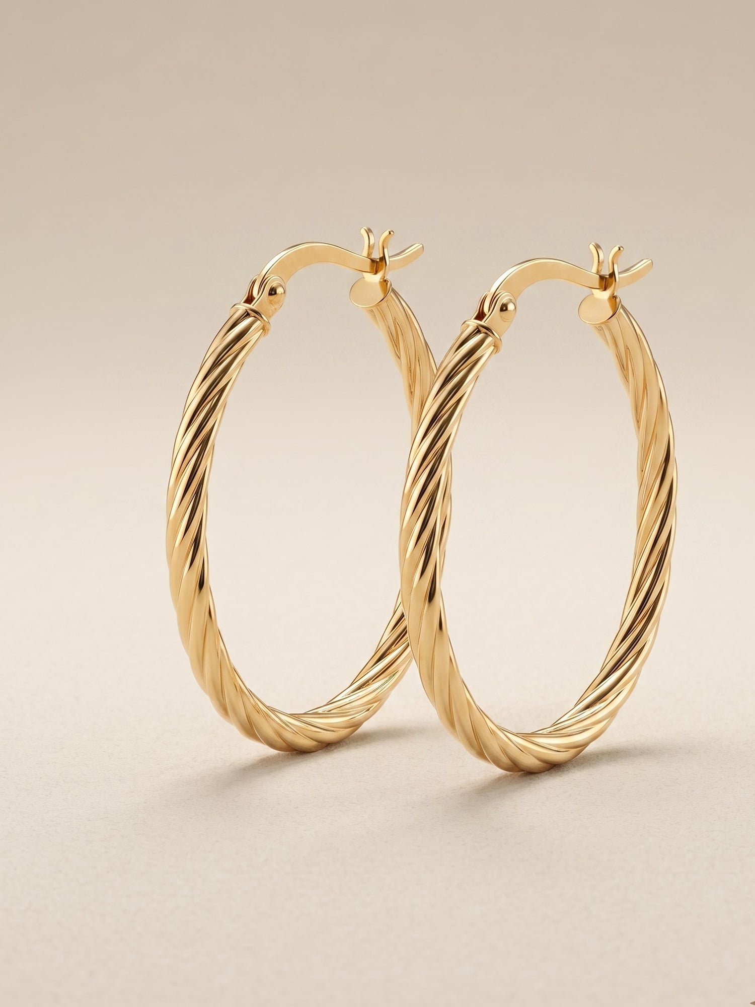 Gilded Elliptical Spiral Hoops