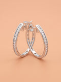 Baguette-Cut Cubic Zirconia Oval Hoop Earrings