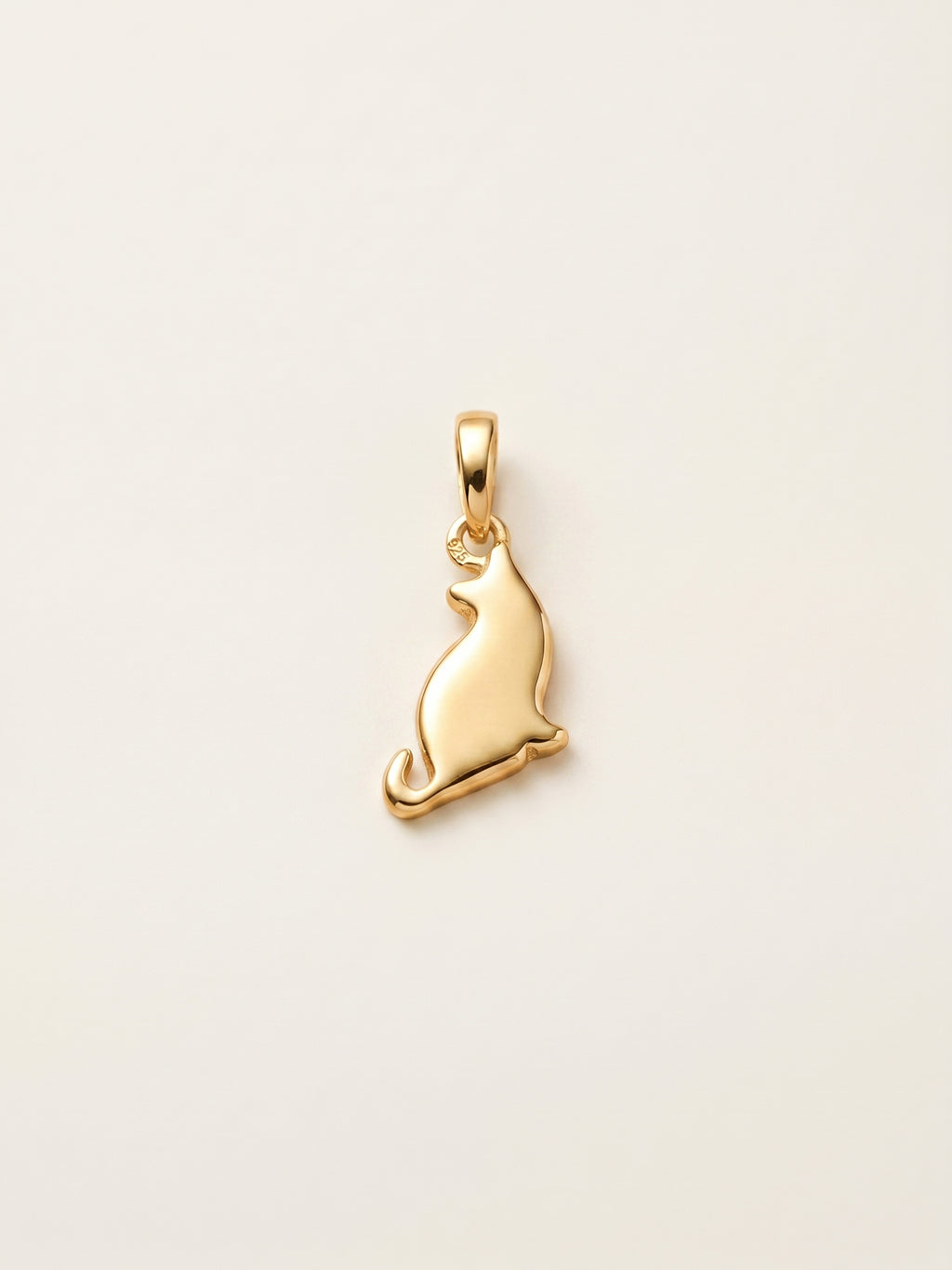 Sitting Cat Silhouette Gold Pendant