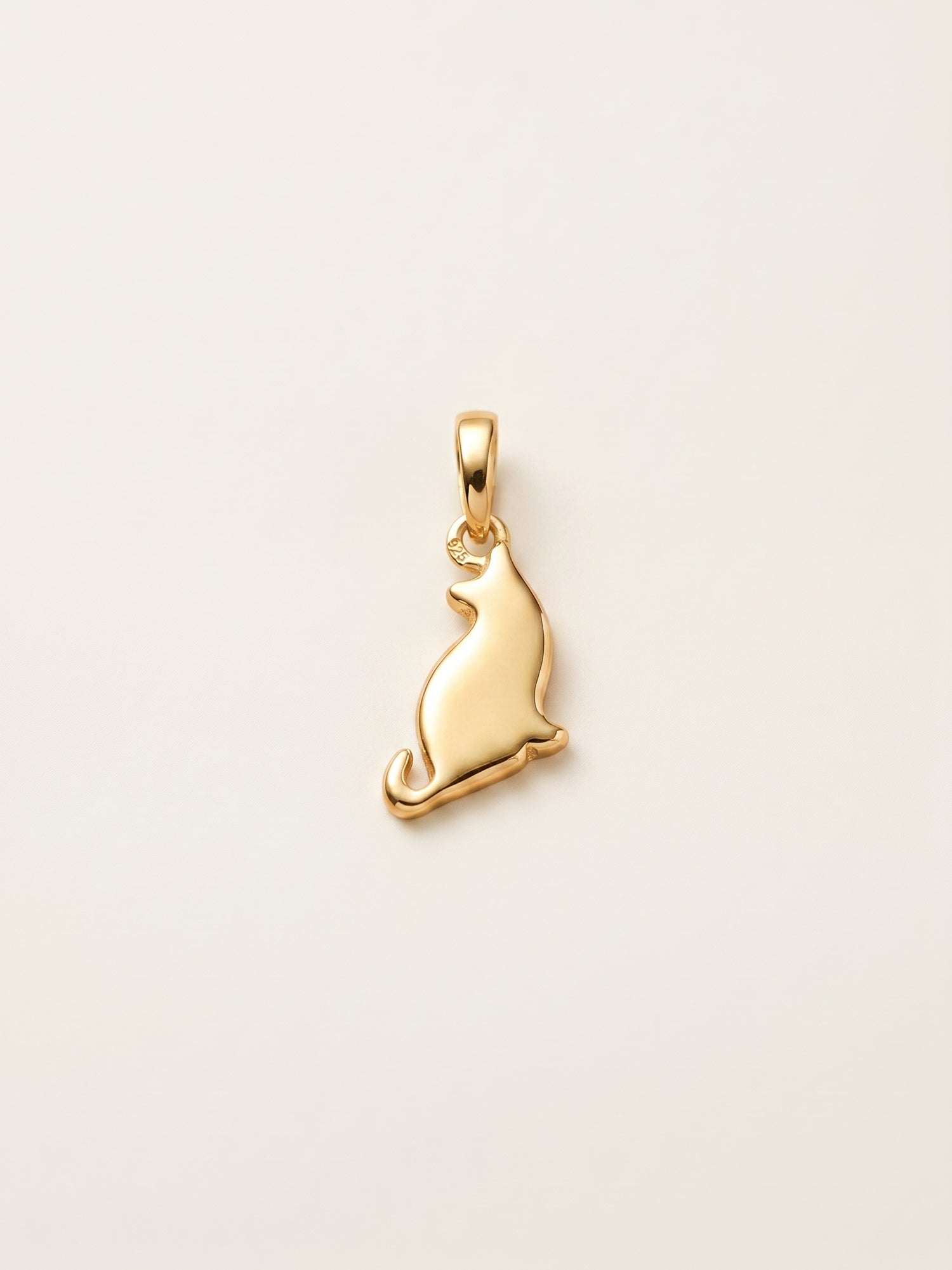 Sitting Cat Silhouette Gold Pendant