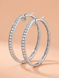 Pavé Cubic Zirconia Elongated Oval Hoop Earrings