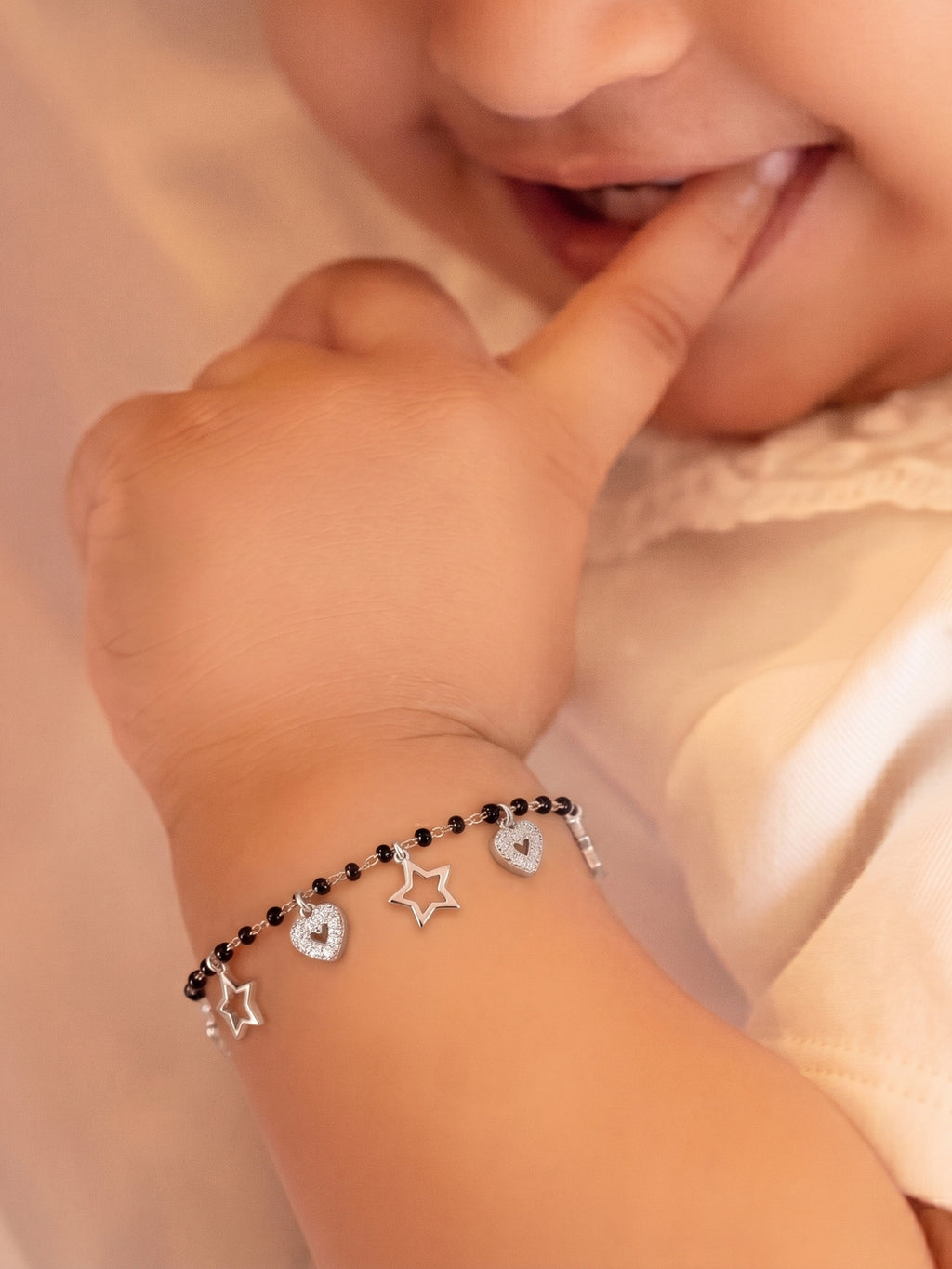 Celestial Heart & Star Noir Nazariya Bracelet for Kids