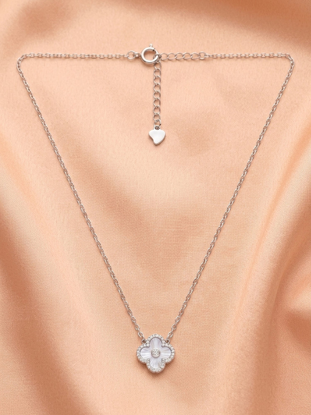 Silver Shimmering Clover Pendant Necklace