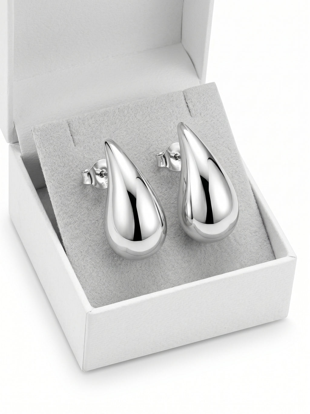 Mirror-Glaze Teardrop Studs