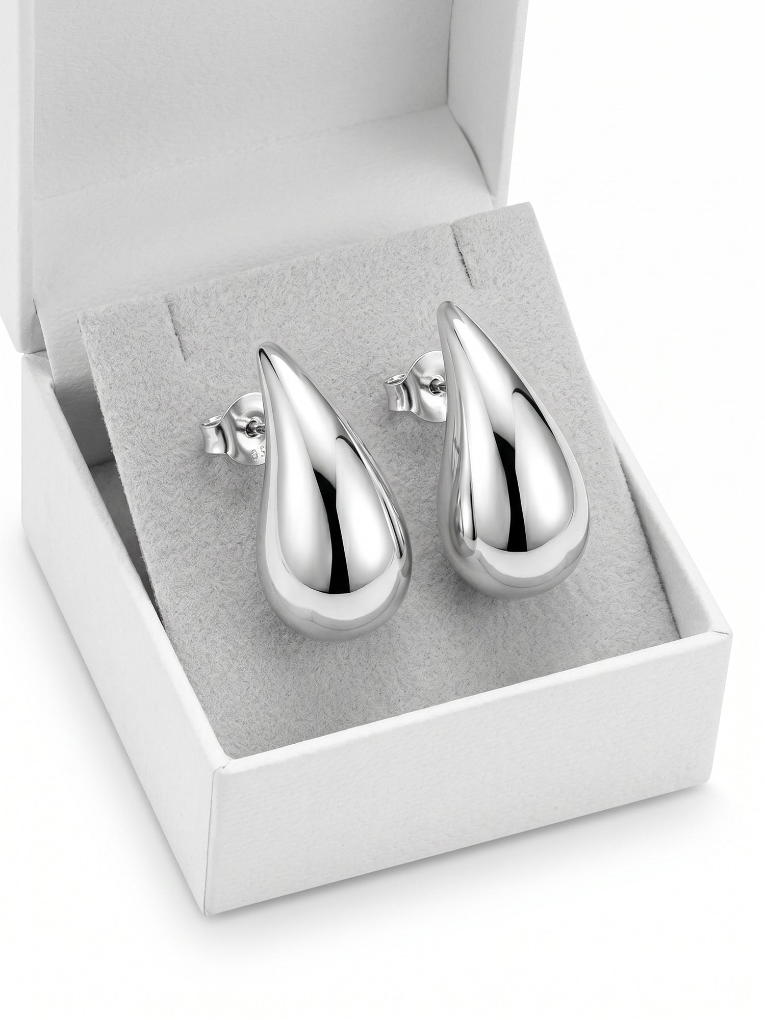 Mirror-Glaze Teardrop Studs