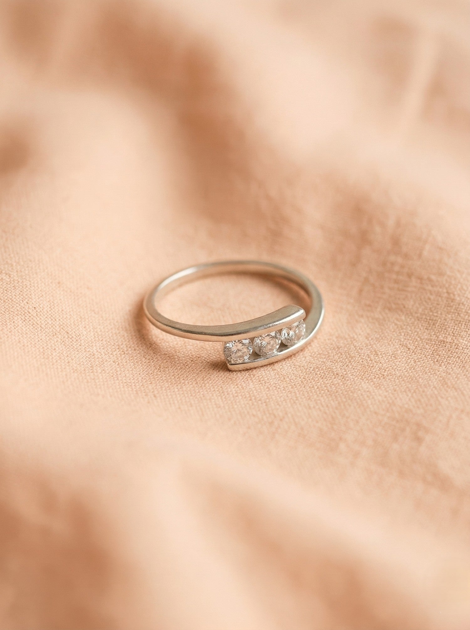 Channel-Set Triple Stone Bypass Ring