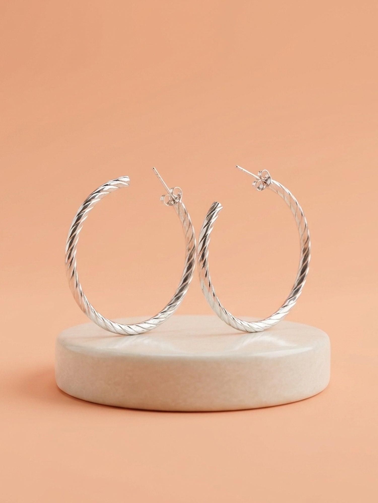 Sculptural Twisted Open Hoops