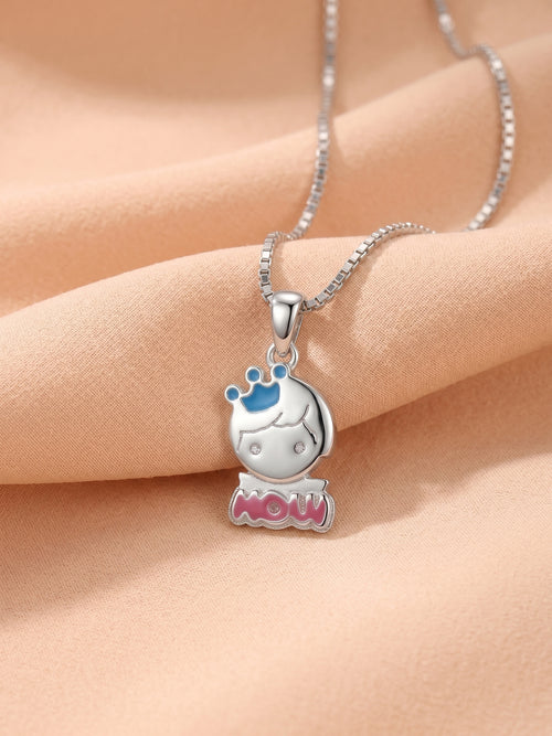 "WOW" Crown Character Pendant Necklace for Kids