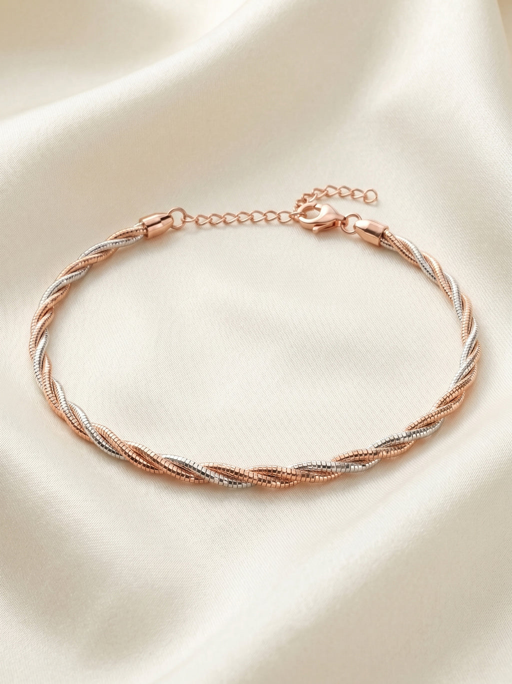 Two-Tone Twisted Snake Chain Anklet