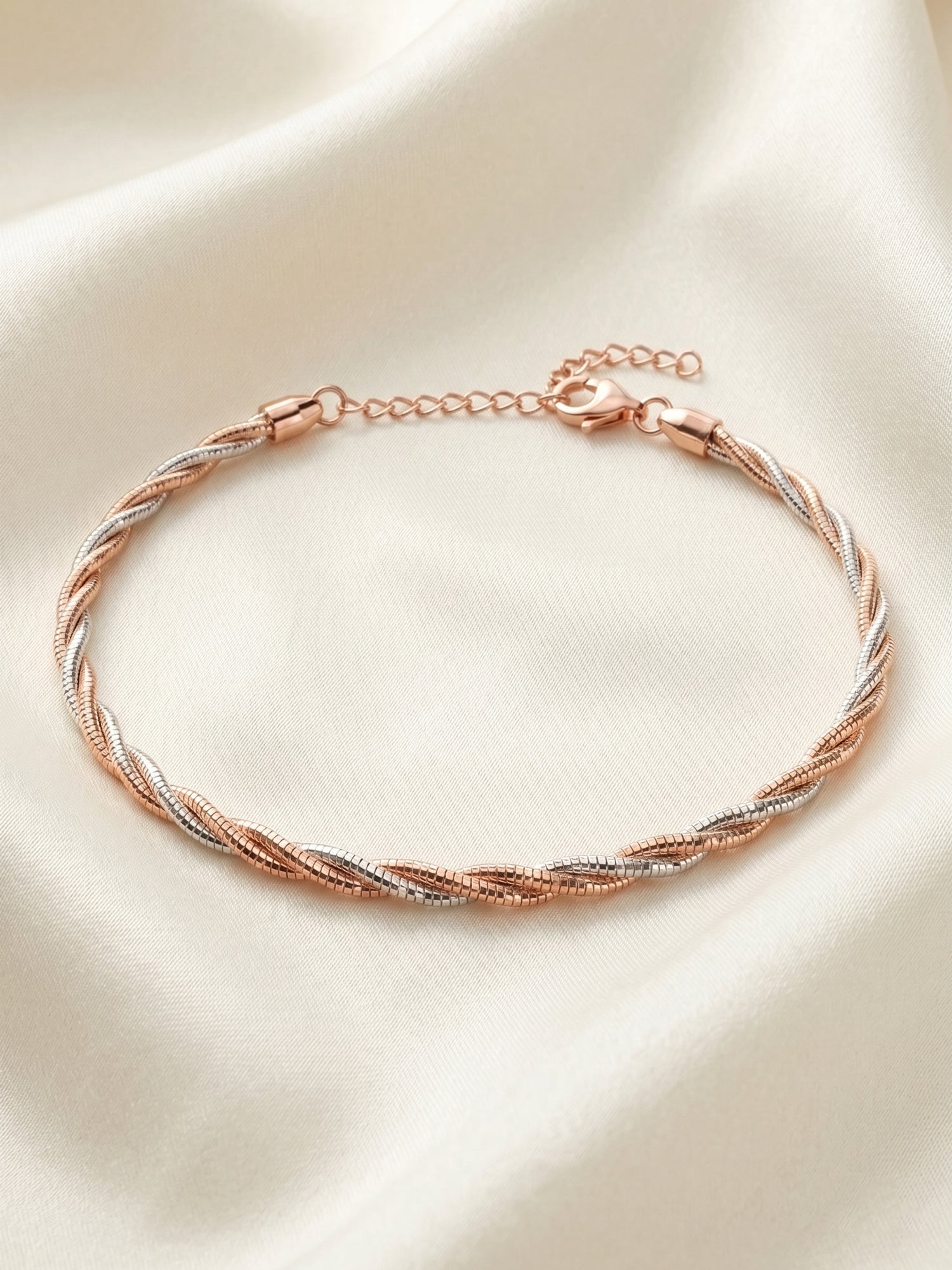 Two-Tone Twisted Snake Chain Anklet