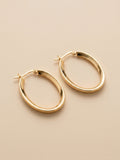 Polished Oval Tube Hoop Earrings