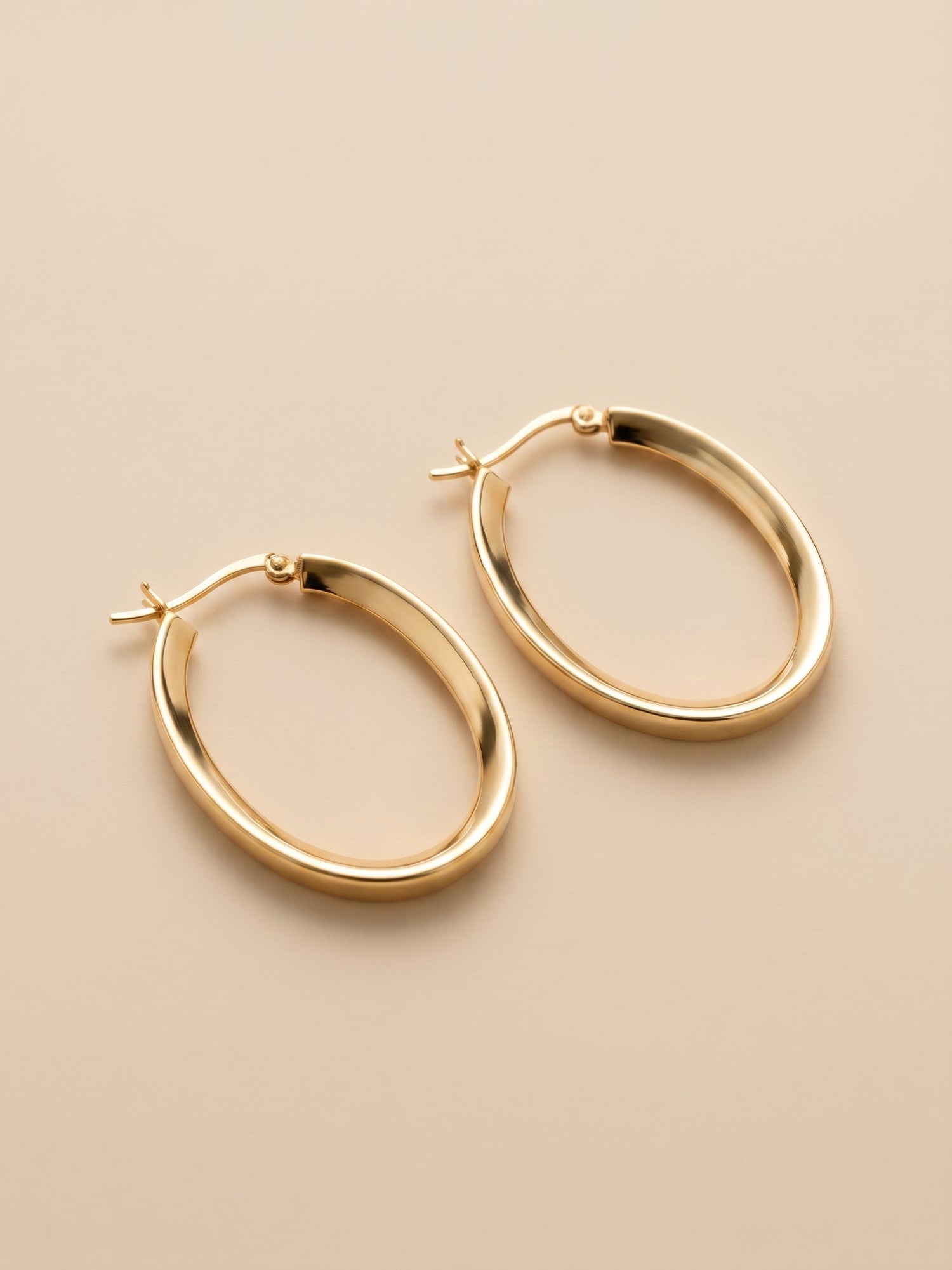 Polished Oval Tube Hoop Earrings