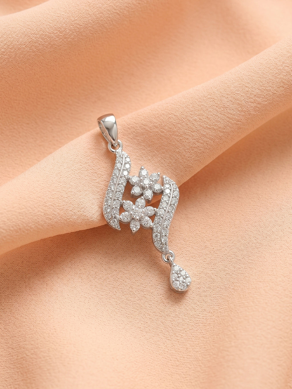 Elegant Floral Wave Teardrop Pendant