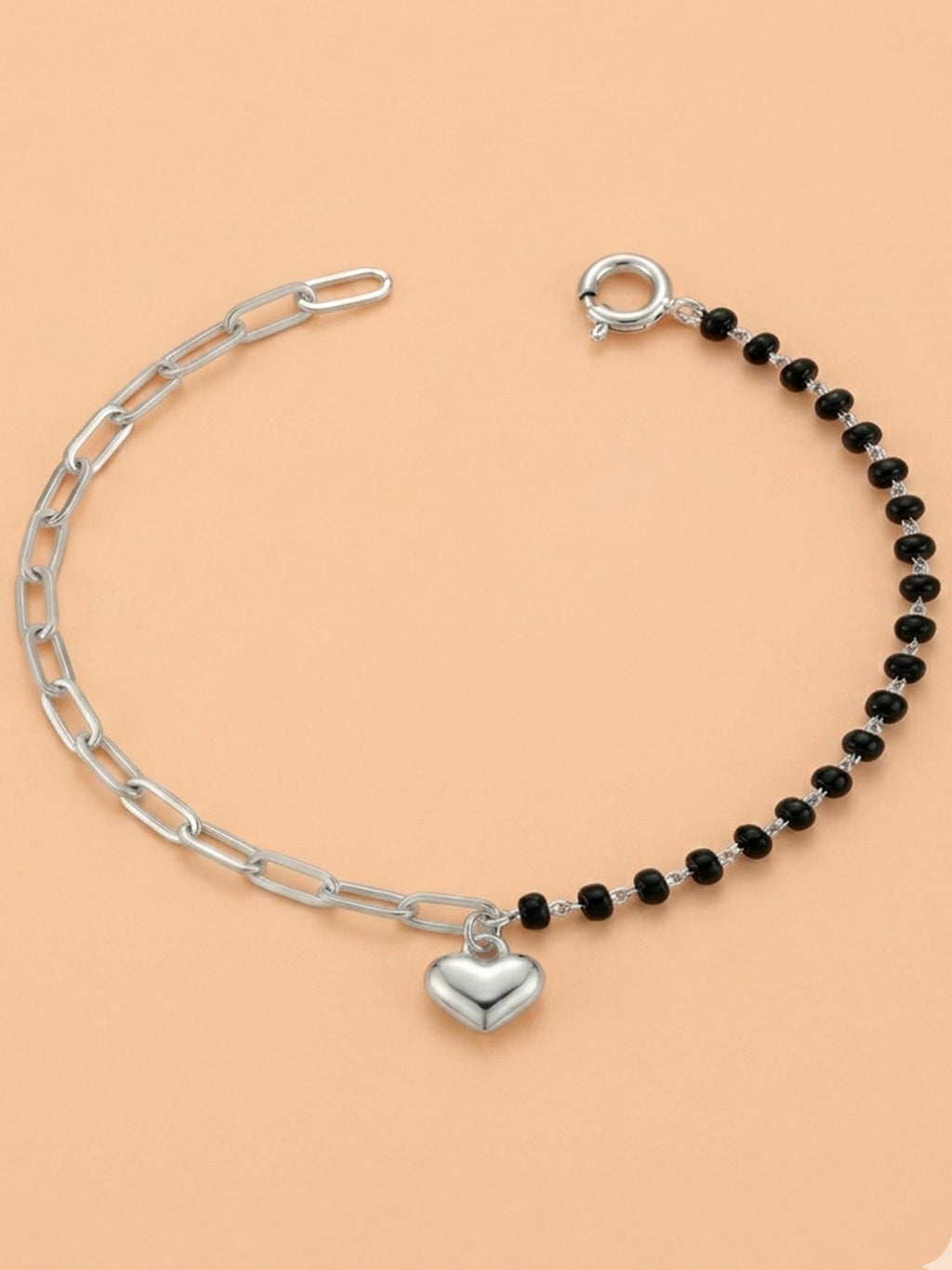Silver Noir Heart Paperclip Nazariya Bracelet