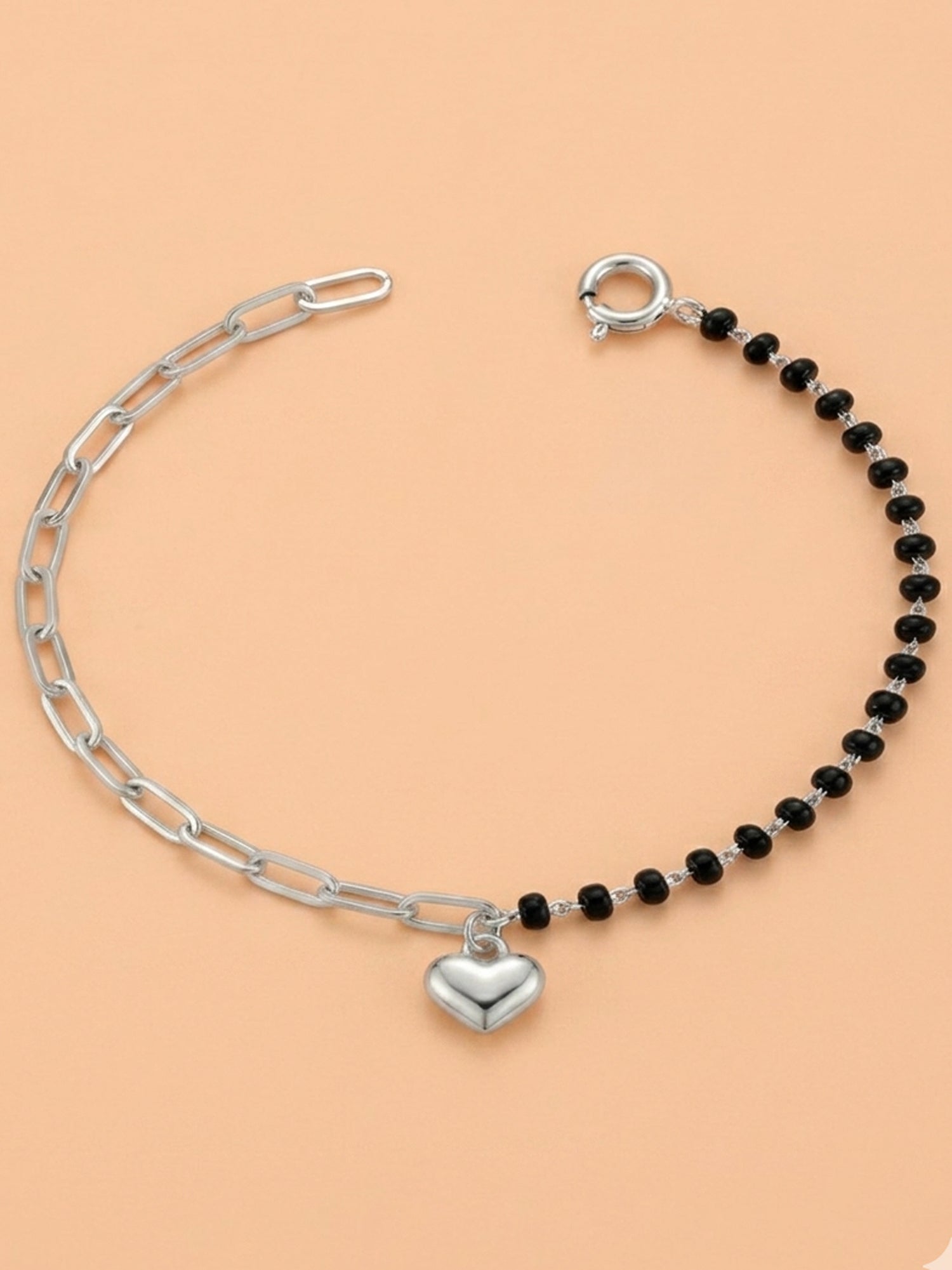 Silver Noir Heart Paperclip Nazariya Bracelet