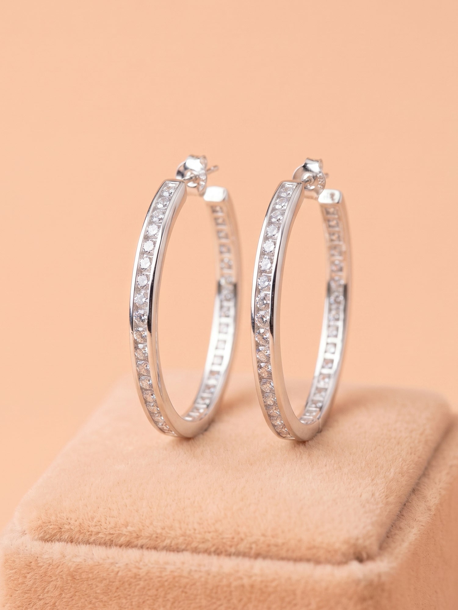 Channel-Set Zirconia Open Hoops