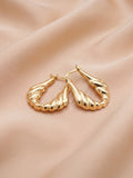 Gilded Scalloped Teardrop Hoops