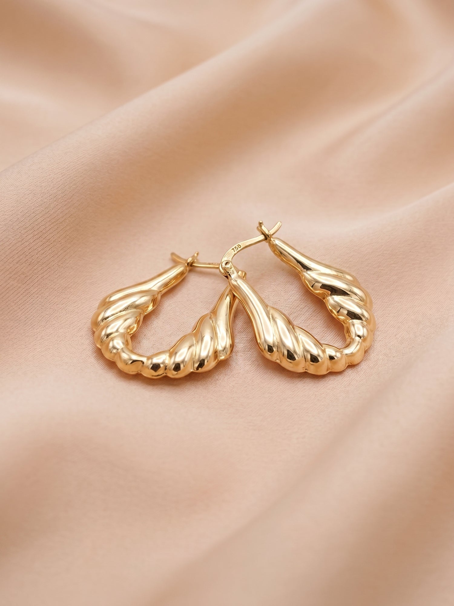 Gilded Scalloped Teardrop Hoops