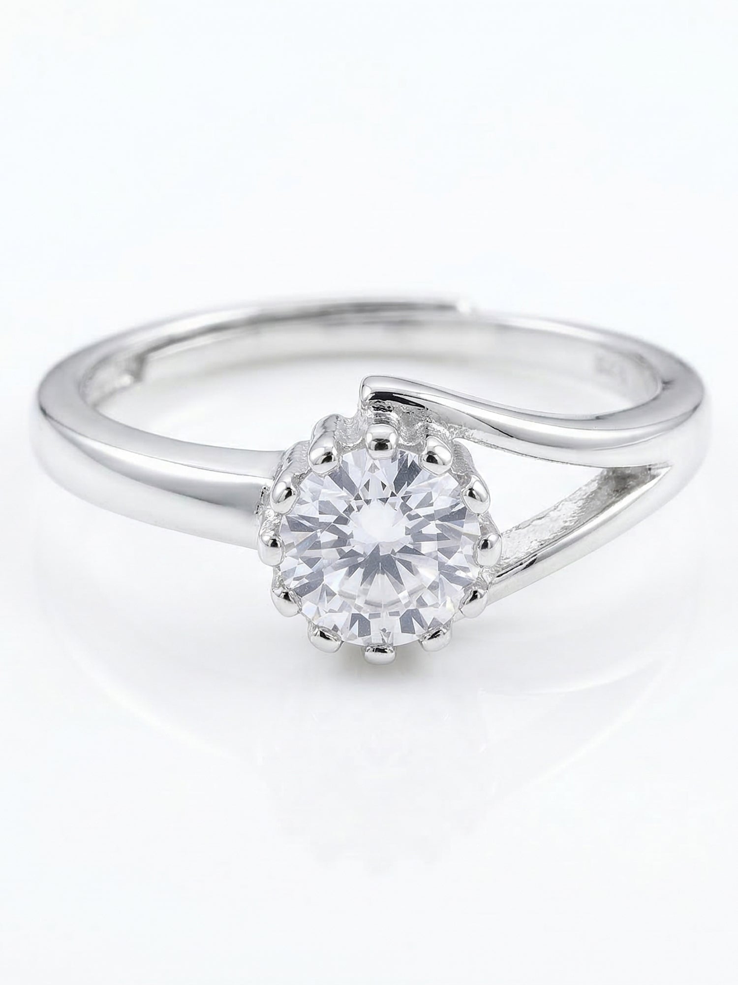 Radiant Crown Solitaire Ring