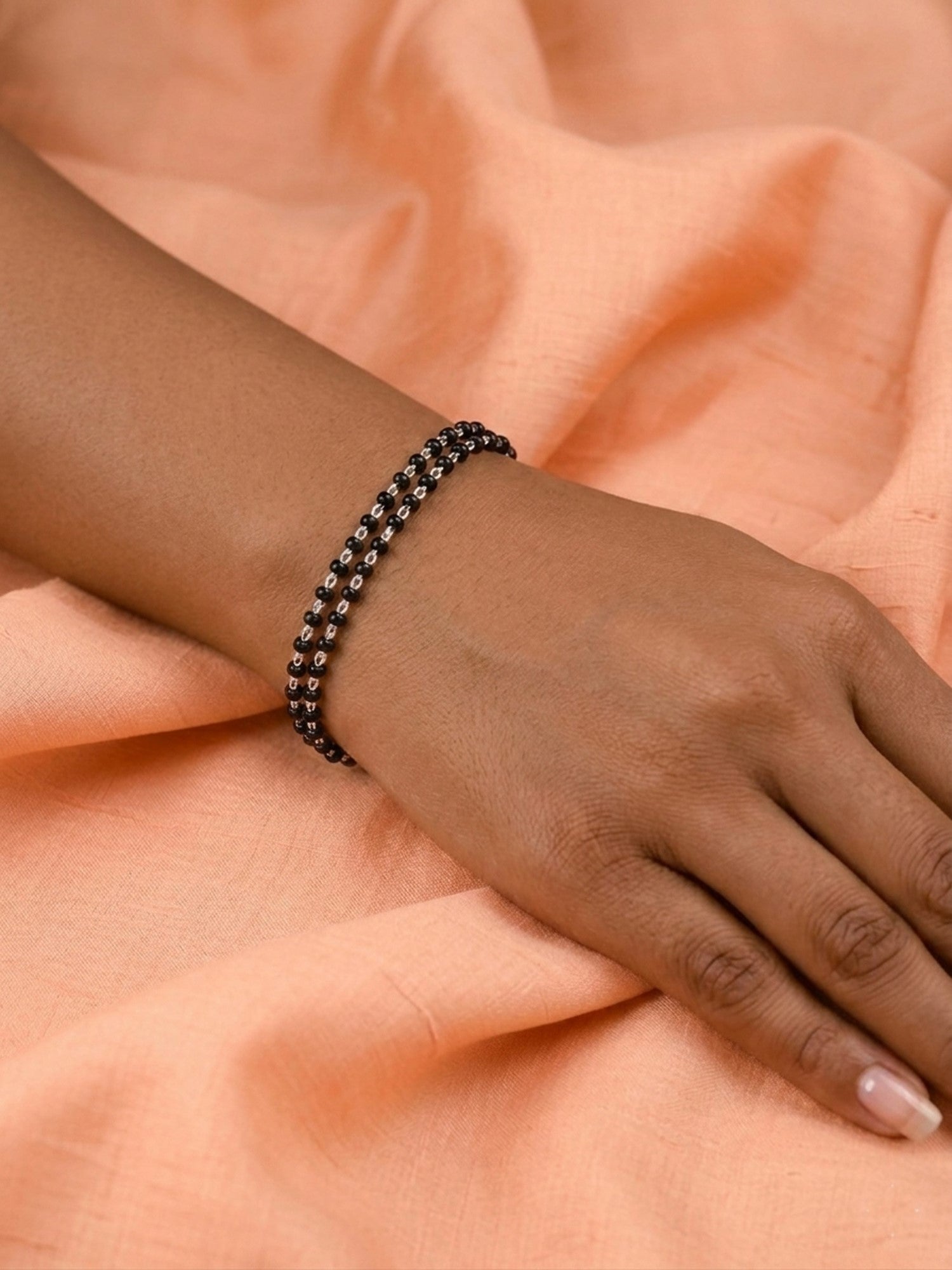 Silver Noir Double-Row Nazariya Bracelet