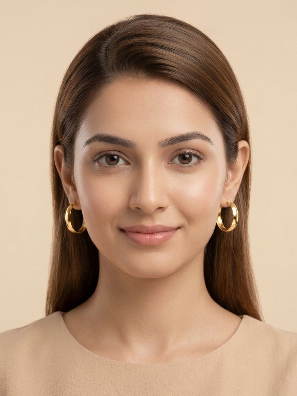 Polished Wide Flat Band Hoop Earrings