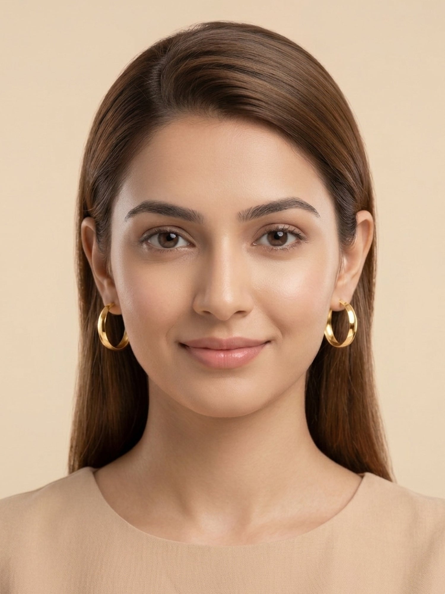 Polished Wide Flat Band Hoop Earrings