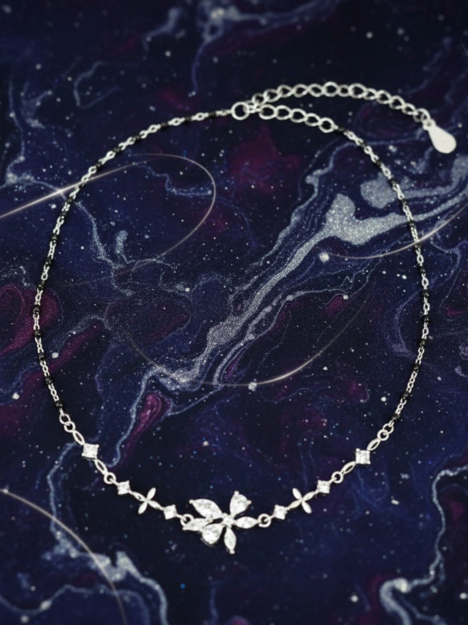 Floral Bloom Silver Anklet