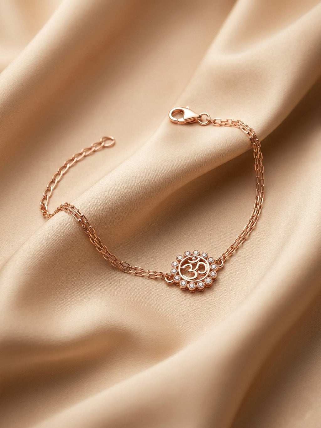 Roseate Shimmering Om Floral Mandala Bracelet