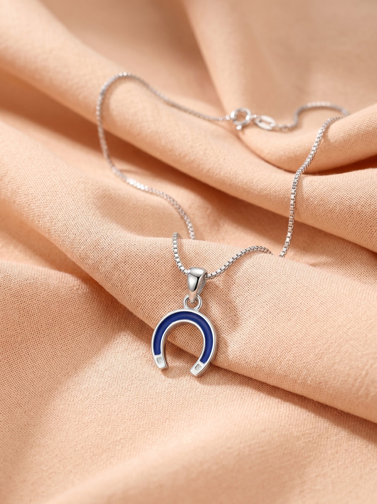 Kids Horseshoe Enamel Pendant Necklace