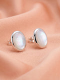 Oval Mother of Pearl Cabochon Stud Earrings