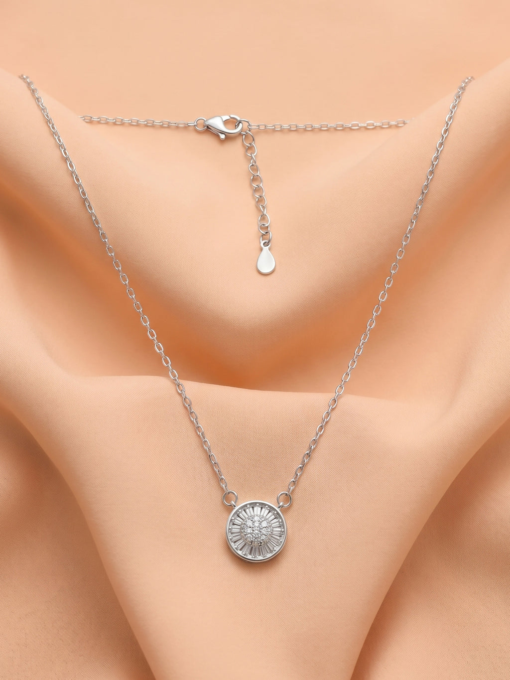 Sunburst Pavé Disc Pendant Necklace