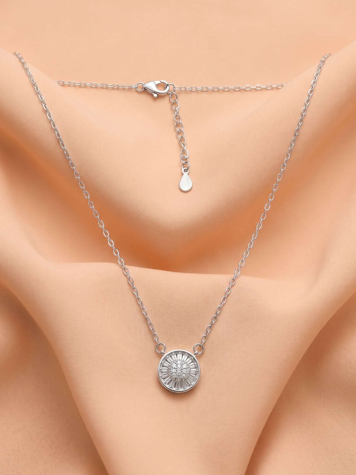 Sunburst Pavé Disc Pendant Necklace