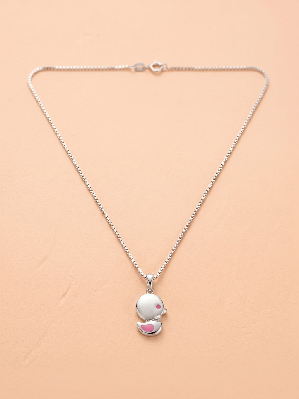 Baby Chick Pink Enamel Pendant Necklace for Kids