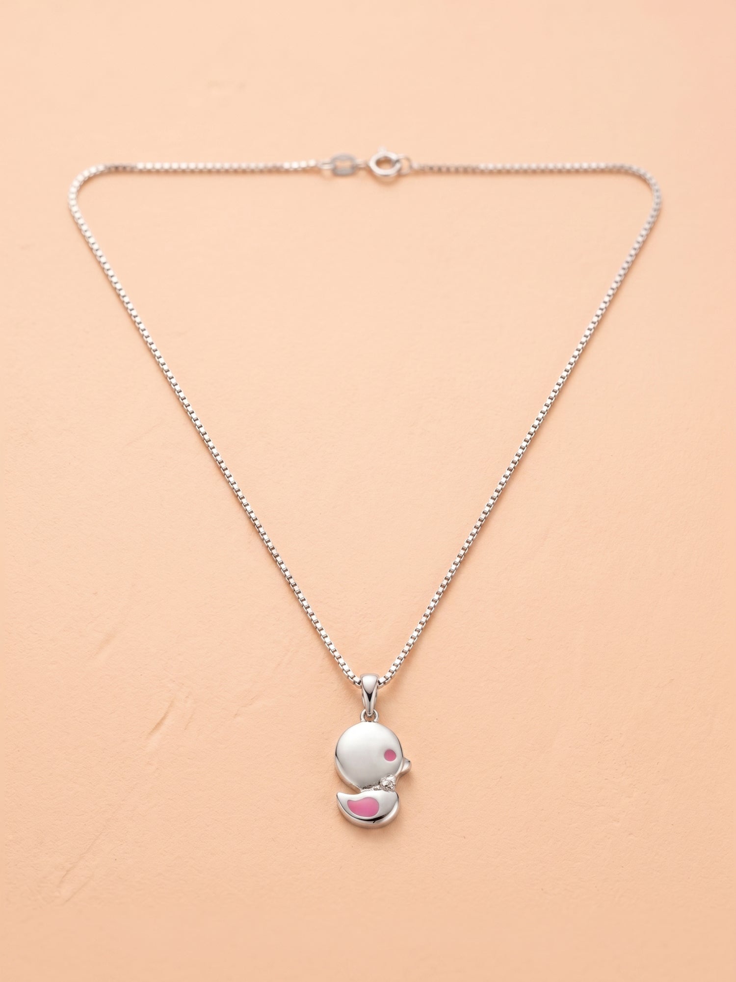 Baby Chick Pink Enamel Pendant Necklace for Kids