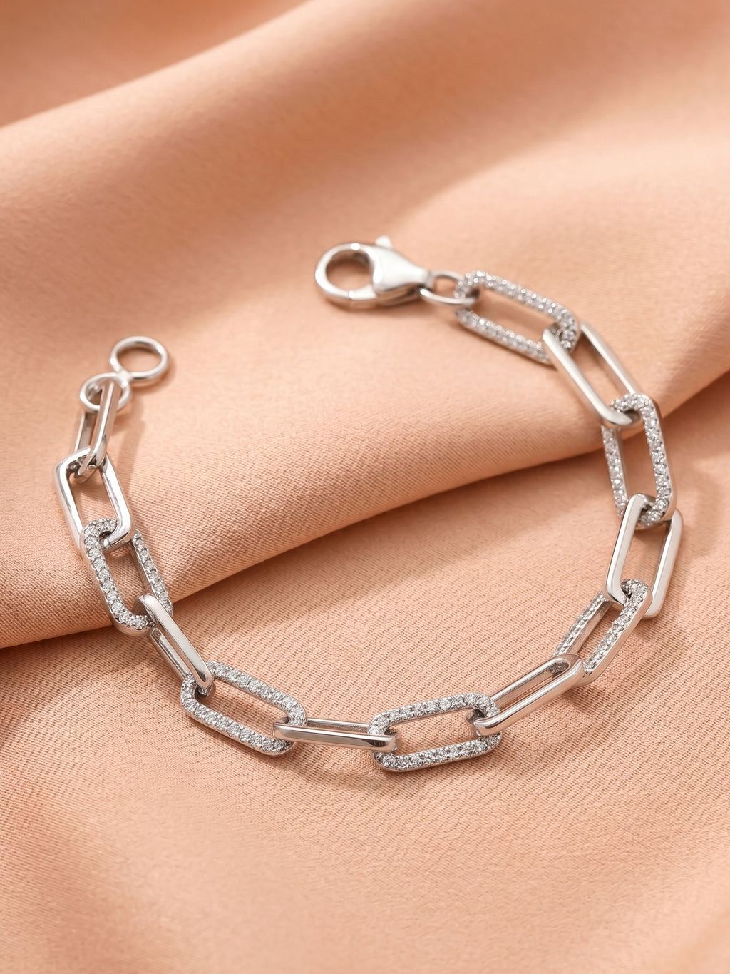 Pavé Paper Clip Chain Bracelet