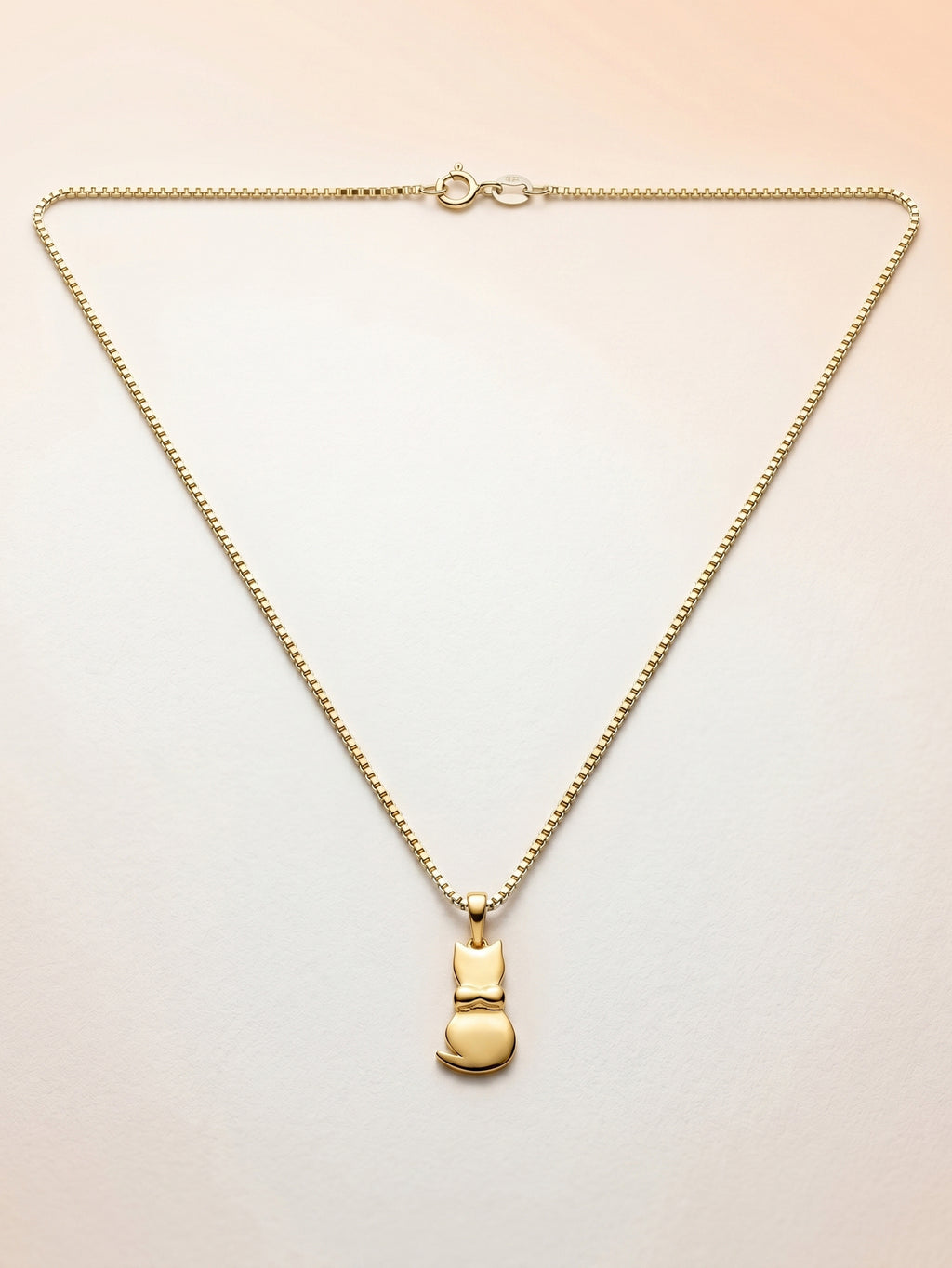 Puffy Cat Pendant Gold Necklace for Kids
