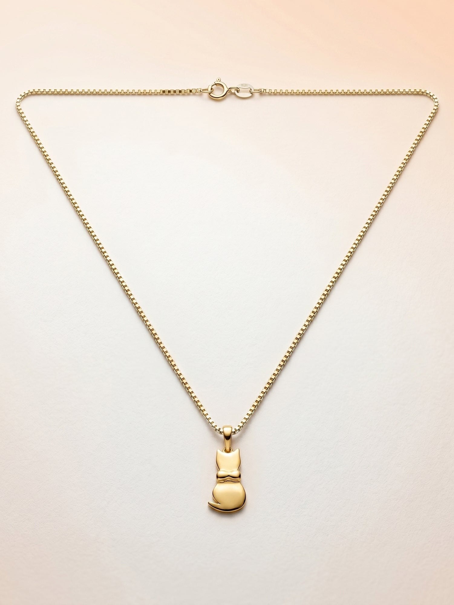 Puffy Cat Pendant Gold Necklace for Kids