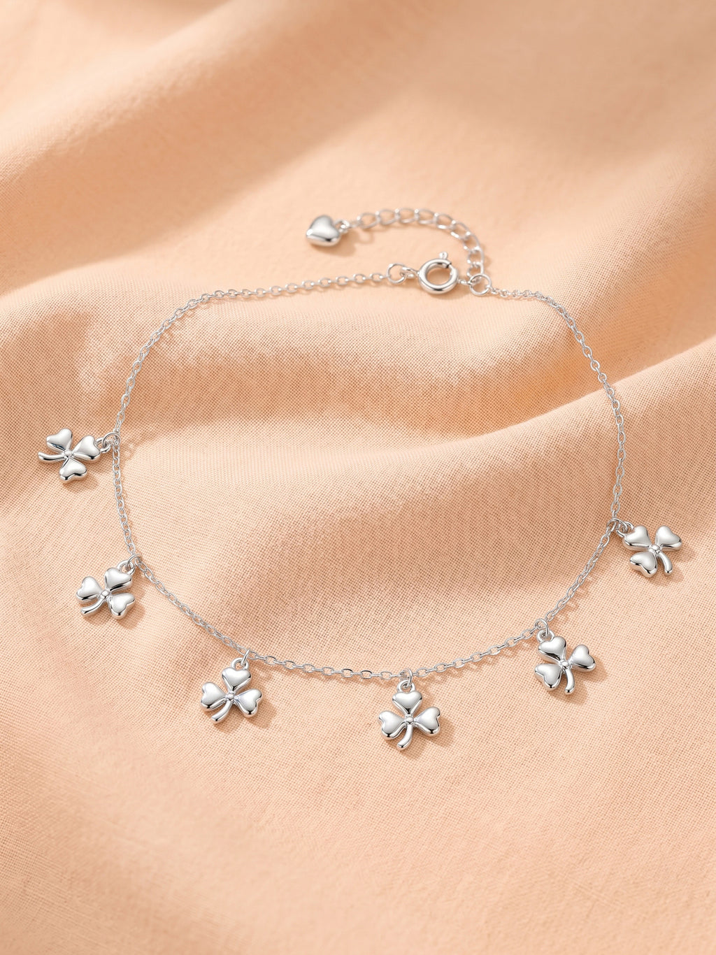 Three-Leaf Clover Charm Anklet