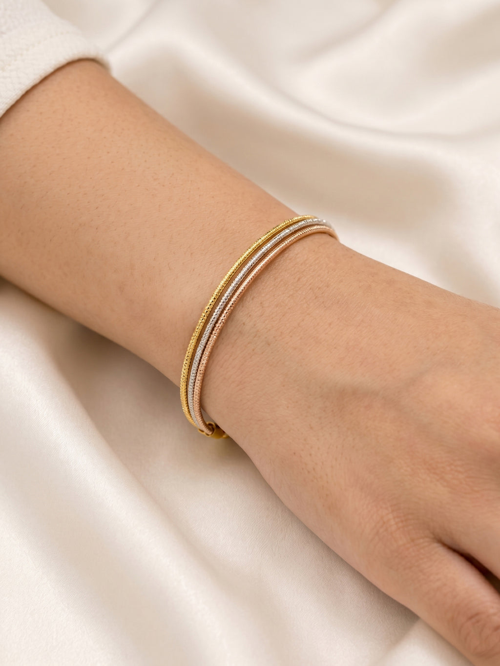 Tricolor Triple Snake Chain Bracelet