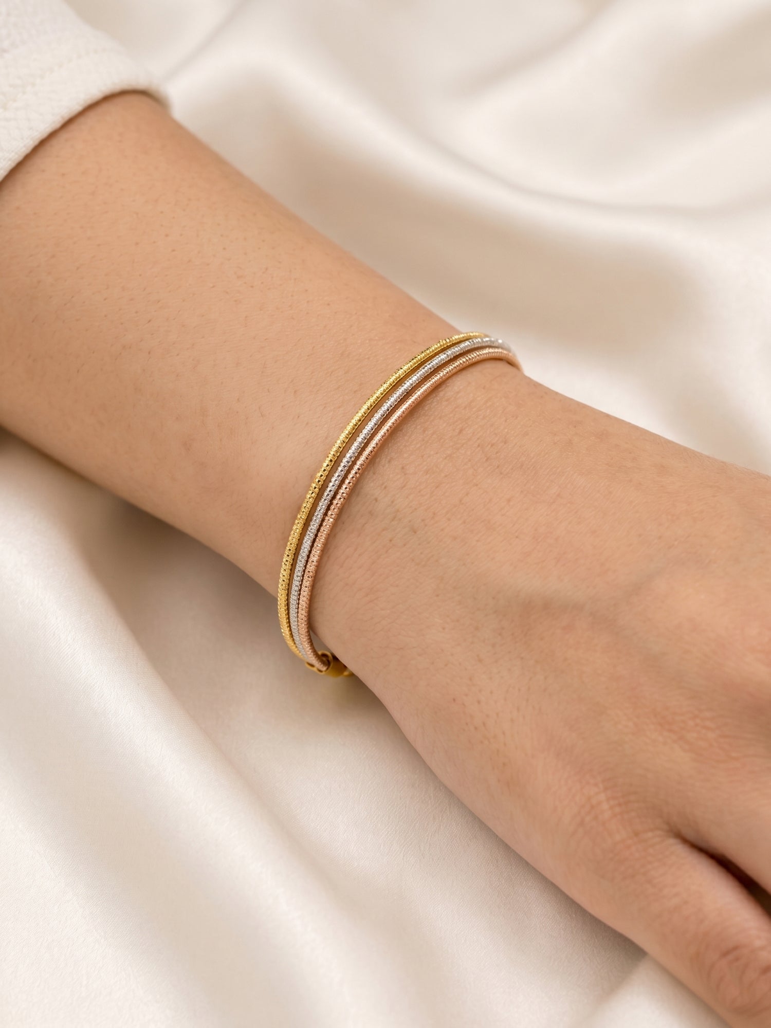 Tricolor Triple Snake Chain Bracelet