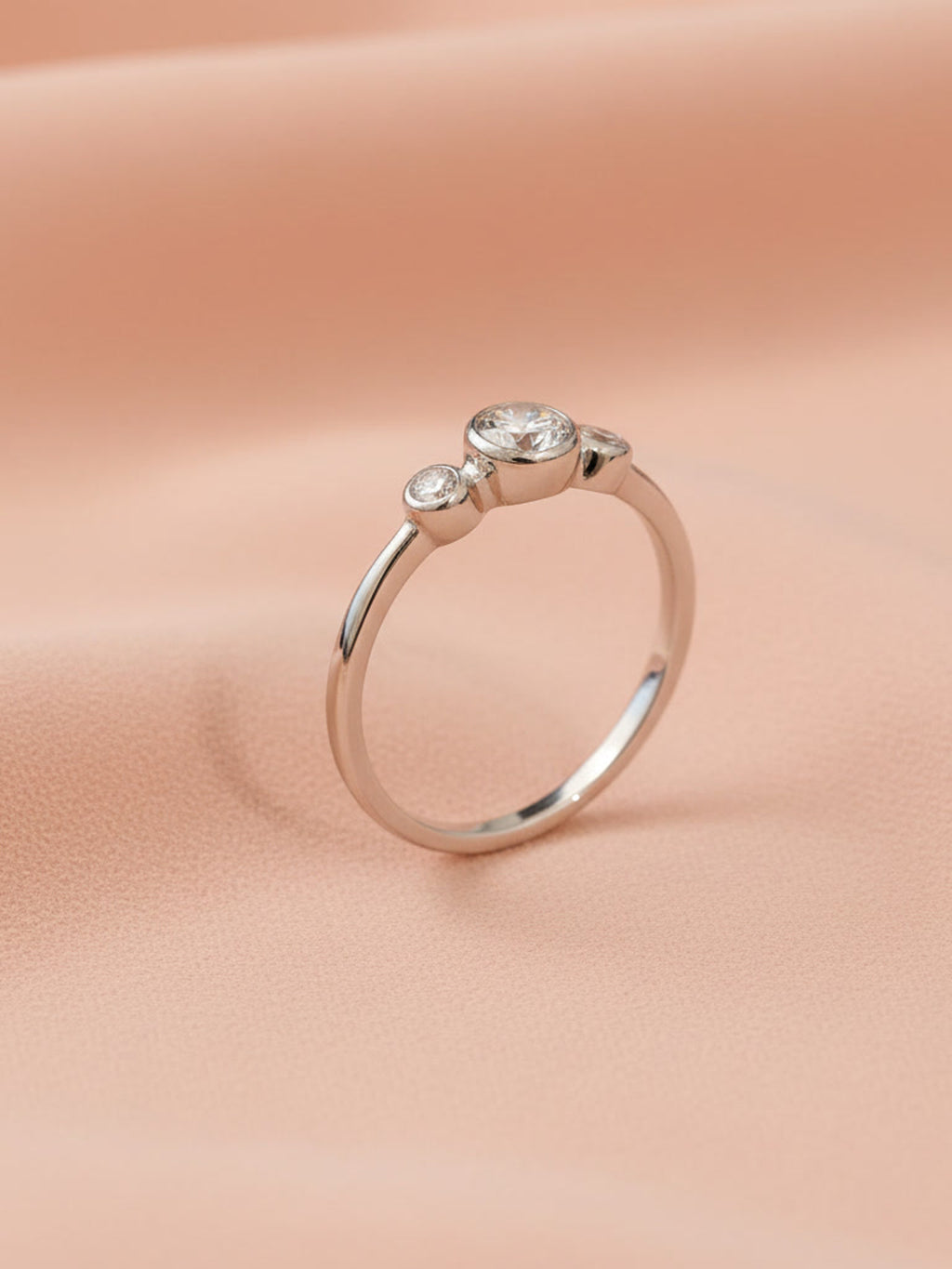 Silver Trio Bezel-Set Sparkle Ring