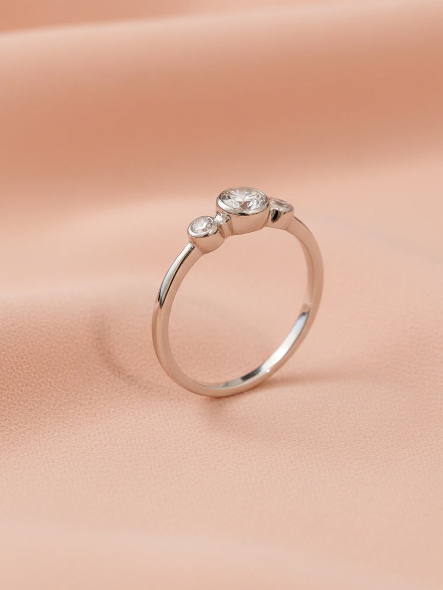 Silver Trio Bezel-Set Sparkle Ring