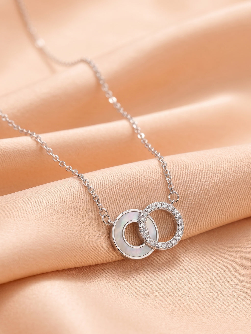 Interlocked Circle & CZ Eternity Necklace
