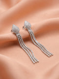 Pavé Cubic Zirconia Teardrop Fringe Drop Earrings